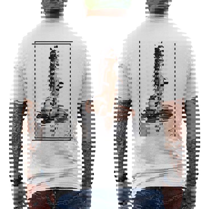 セクシーガールグラフィックtシャツ バッドキティ ピンナップ バックプリント メンズTシャツ バックプリント