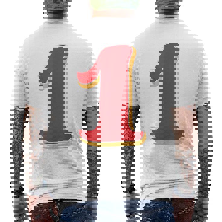 タイポグラフィ 第1番 数字 1 メンズTシャツ バックプリント