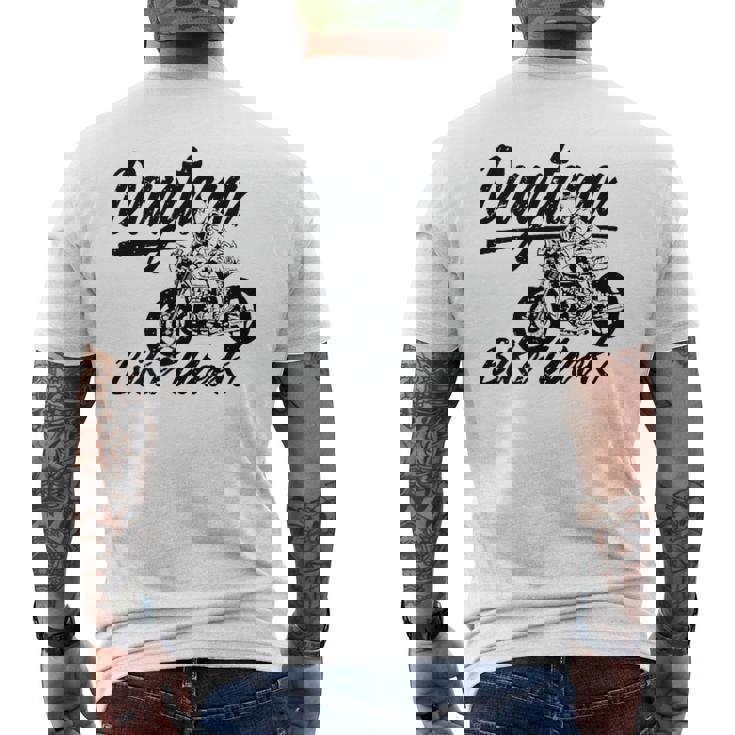 デイトナdaytona ビーチバイクウィーク レトロアンティーク調オートバイデザイン メンズTシャツ バックプリント