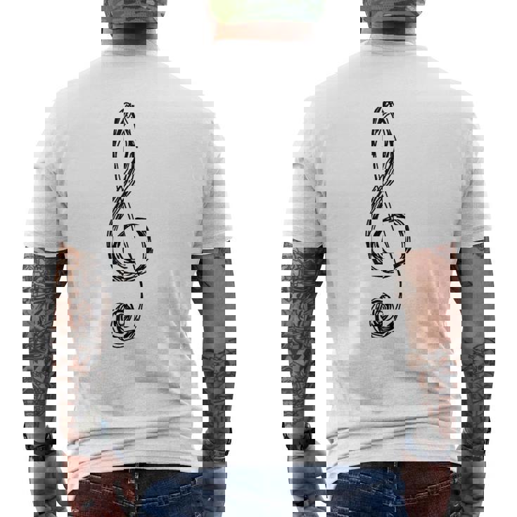 ト音記号 音楽記号 描画スケッチ メンズTシャツ バックプリント
