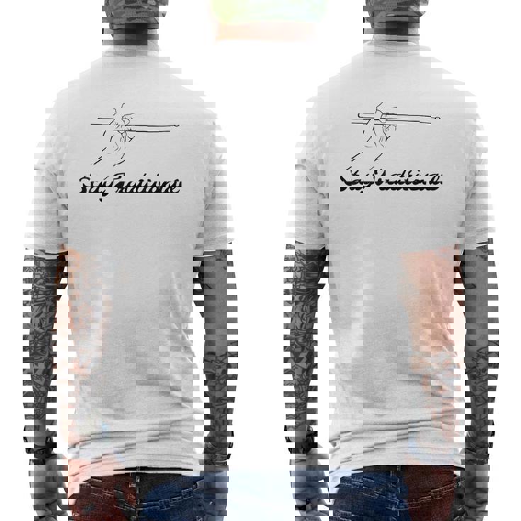 ドラムスティック トラディショナルグリップ – ジャズやドラムラインに最適 メンズTシャツ バックプリント