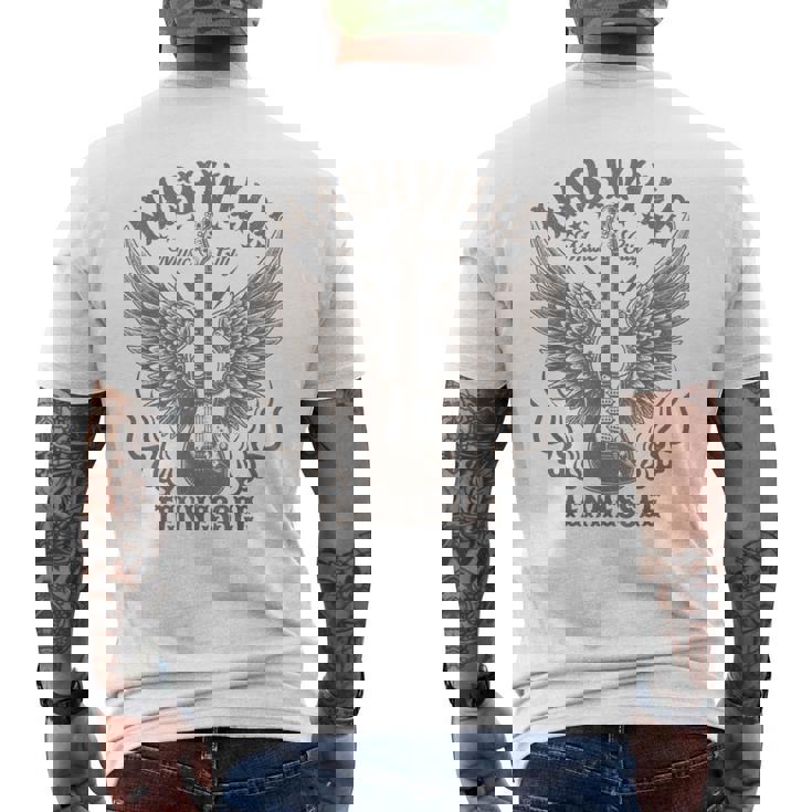 ナッシュビル テネシー ギター カントリーミュージック シティ レディース メンズ キッズ メンズTシャツ バックプリント