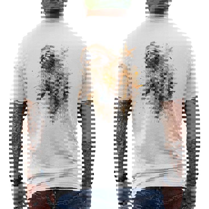 ナマケモノのアートワーク 動物ナマケモノ メンズTシャツ バックプリント