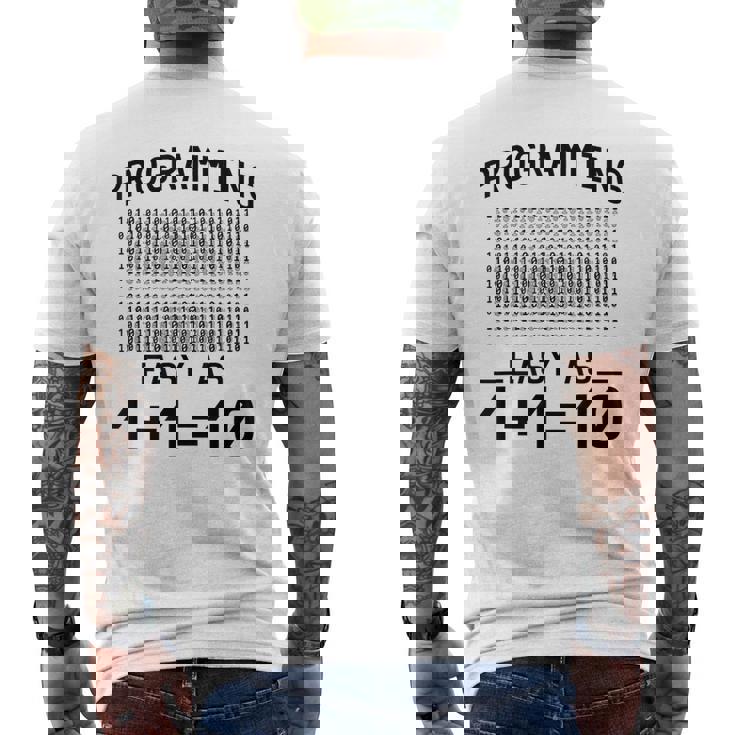 バイナリコーディングプログラミング 1110 バイナリコード メンズTシャツ バックプリント
