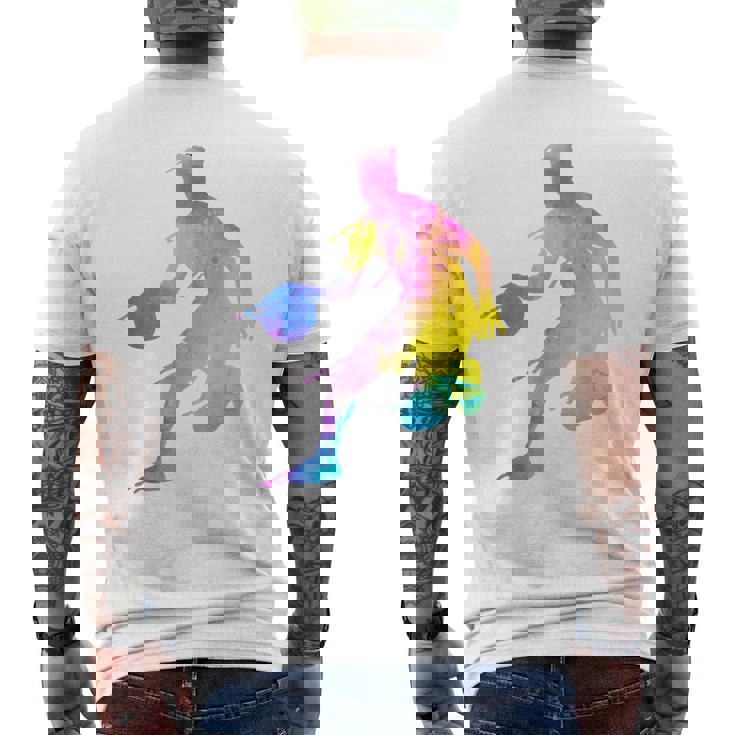 バスケットボール カラフル スプラッター ティーン ガールズ バスケットボール コーチ メンズTシャツ バックプリント