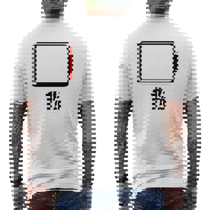 バッテリー1シャツ残り1バッテリーデッドシャツのバッテリー残量が少なくなりました。 メンズTシャツ バックプリント