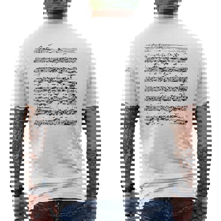 バッハ チェロスイーツ プレリューディオ チェリスト メンズTシャツ バックプリント