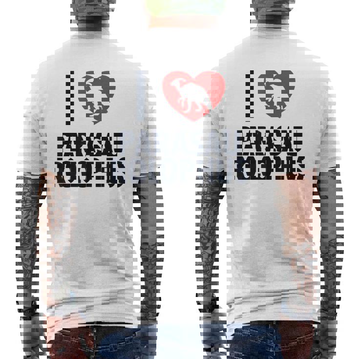 パラサウロロフスが大好き 恐竜好き パラサウロロフス メンズTシャツ バックプリント