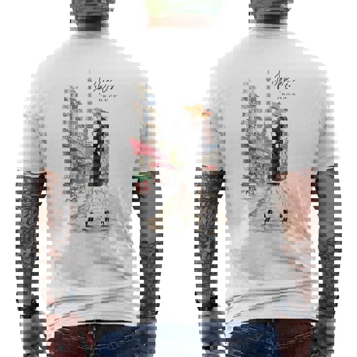 パリジャン エレガンス エッフェル塔 ファッション アート パリ フランス メンズTシャツ バックプリント