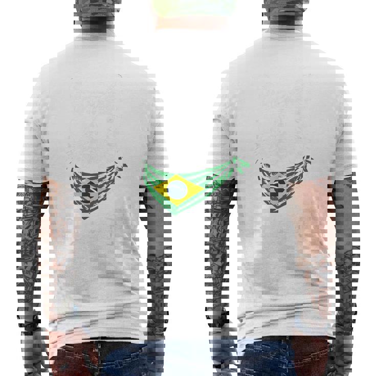 ビンテージ ブラジルの旗 面白い ブラジル 猫 サングラス メンズTシャツ バックプリント