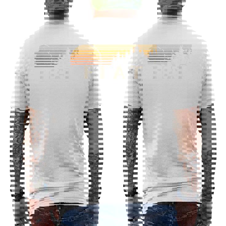 フィアット、Ks ヴィンテージ エバーグリーン サンセット 80年代 レトロ メンズTシャツ バックプリント