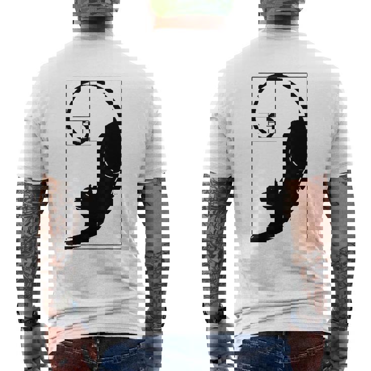 フィボナッチキャット 黄金比プリント メンズTシャツ バックプリント