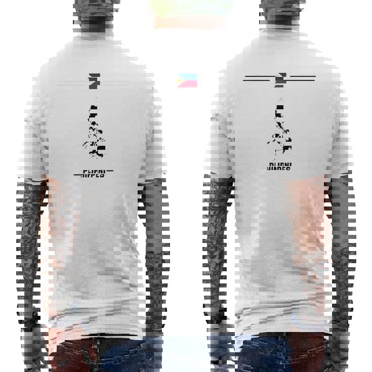フィリピンの国旗、地図と国の名前 フィリピン メンズTシャツ バックプリント