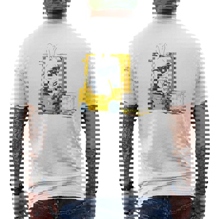 フォークリフト オペレーター フォークリフト ドライバー 物流 うさぎ イースター メンズTシャツ バックプリント
