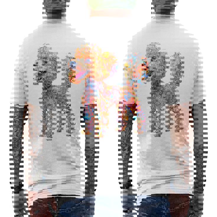 プードル 犬 モチーフ ペット イラスト プードル メンズTシャツ バックプリント