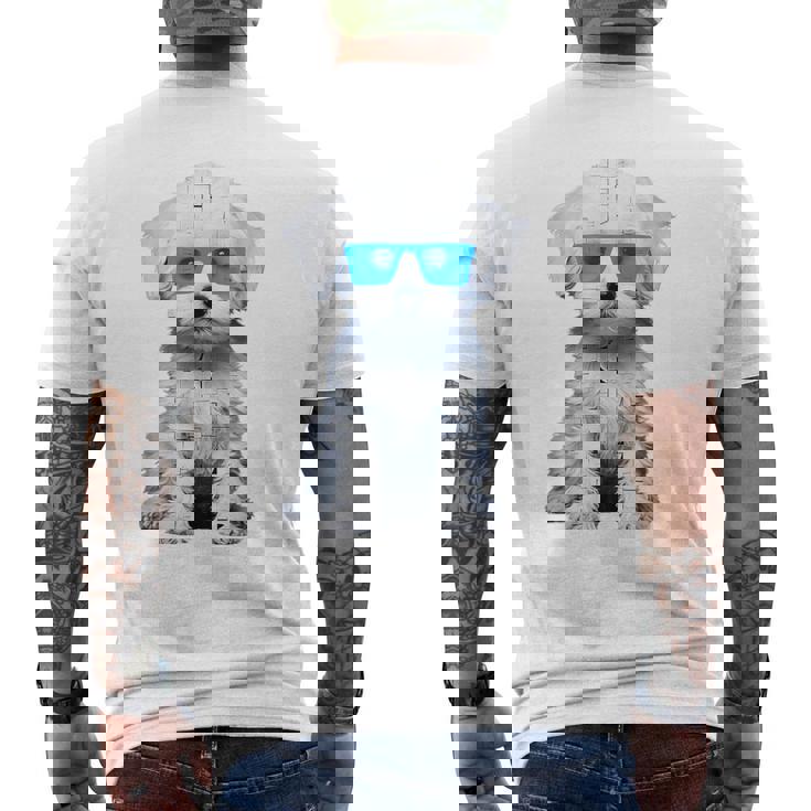 プードル 犬 幾何学的 キュート サングラス アニマル アート プードル メンズTシャツ バックプリント