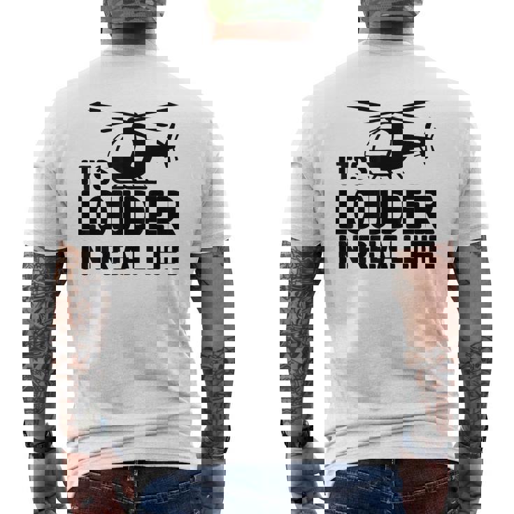 ヘリコプター 空中乗組員 実生活ではより大きな音色 メンズTシャツ バックプリント