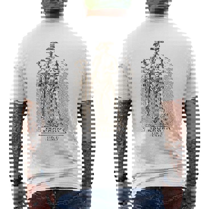 マーキュリー、エルメスの神、泥棒、スポーツ、アスリート メンズTシャツ バックプリント