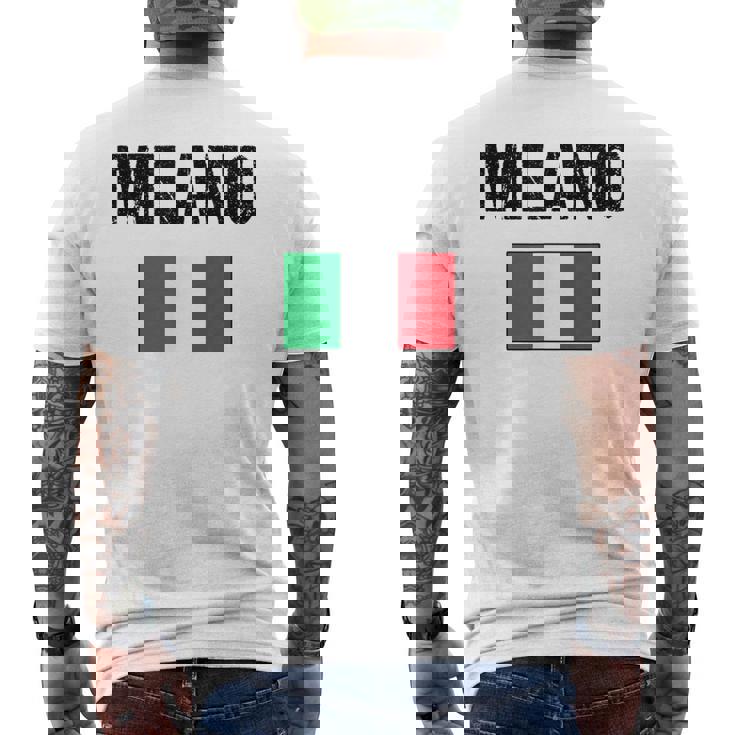 ミラノ イタリア ミラノ イタリー 旗 イタリアン メンズTシャツ バックプリント