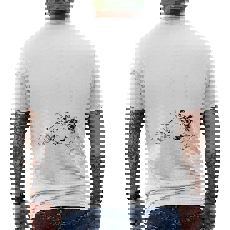 モテるデブ パピヨン グッズ ぽっちゃり 犬 おもしろ 面白い ネタ 笑える 和風 メンズTシャツ バックプリント