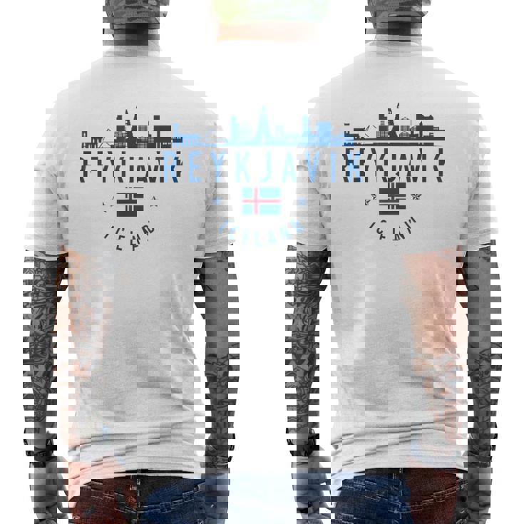 レイキャビク アイスランド アイスランド国旗 スカイライン プライド お土産 メンズTシャツ バックプリント