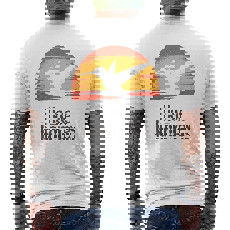 レトロ ヴィンテージ サンセット 2024 I Love Hummers コリブリ ハチドリ メンズTシャツ バックプリント