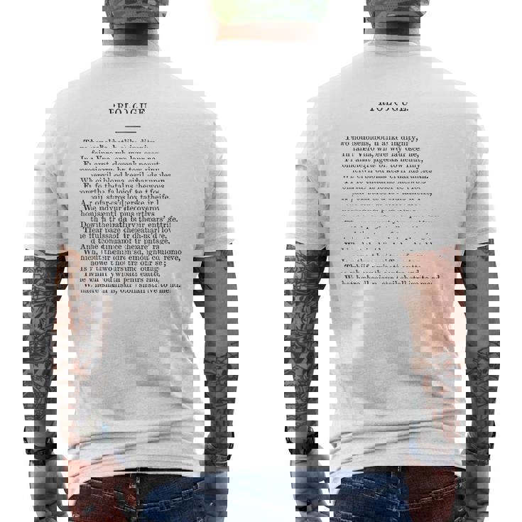 ロミオとジュリエットのプロローグ ウィリアム・シェイクスピア メンズTシャツ バックプリント