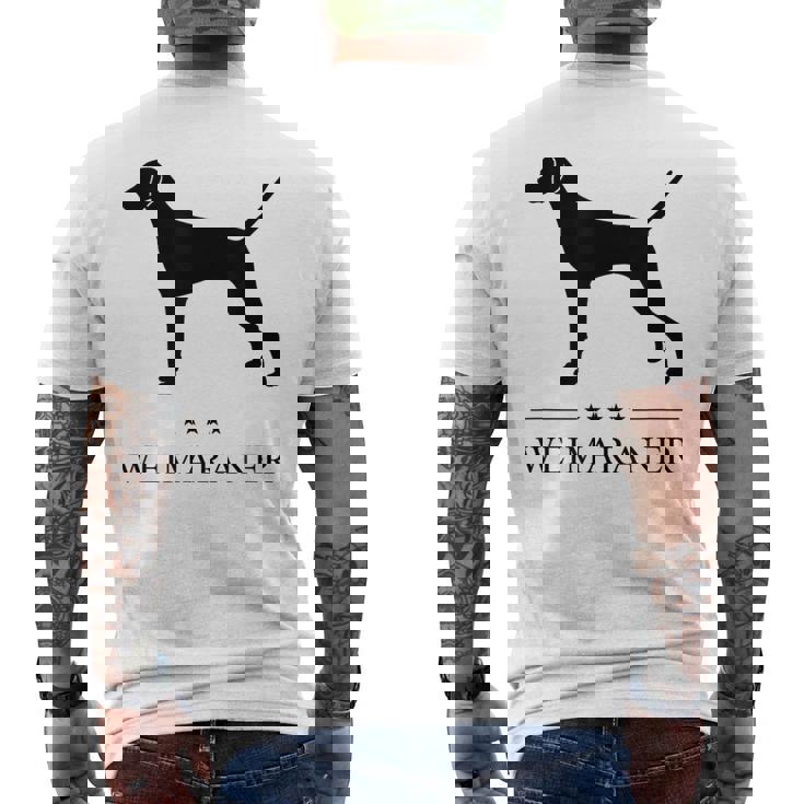 ワイマラナー ブラック シルエット メンズTシャツ バックプリント