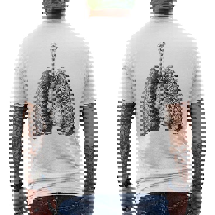 人間の心臓の肺 ビンテージ医療解剖学 解剖学的肺 メンズTシャツ バックプリント