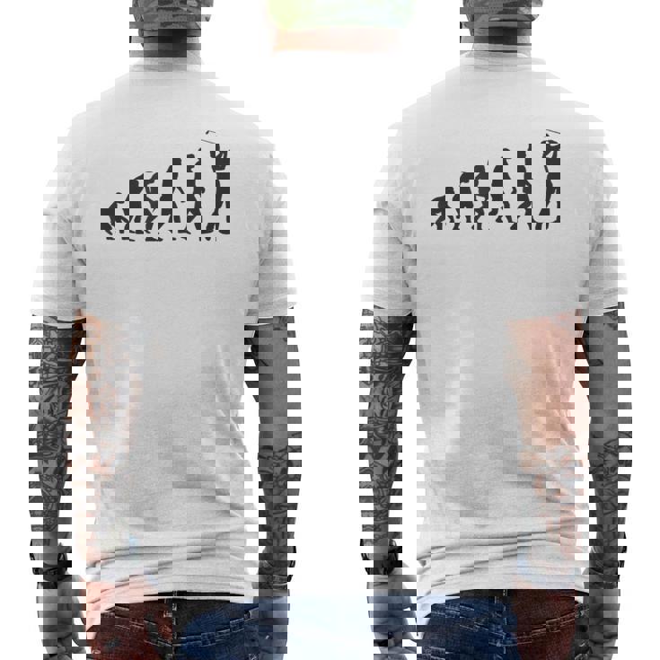 人類の進化 ネタ ゴルファー ゴルフ ゴルフ好き ゴルフファン おもしろ ゴルフ部 メンズTシャツ バックプリント