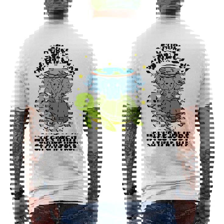 平らな地球協会 面白い陰謀論 亀の象 長袖tシャツ メンズTシャツ バックプリント