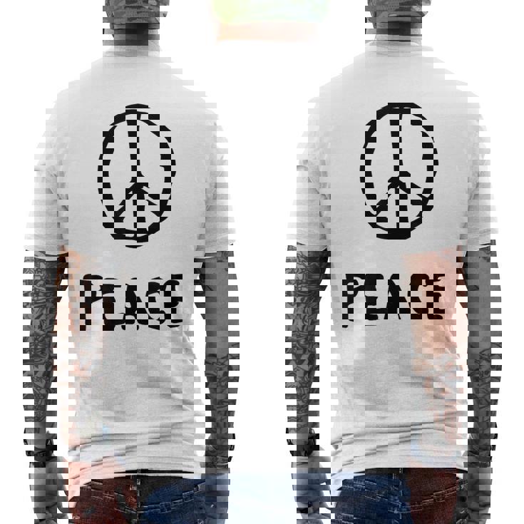 平和の印 平和のシンボル 世界平和 希望 調和 Peaceign World Peaceymbol Hope メンズTシャツ バックプリント
