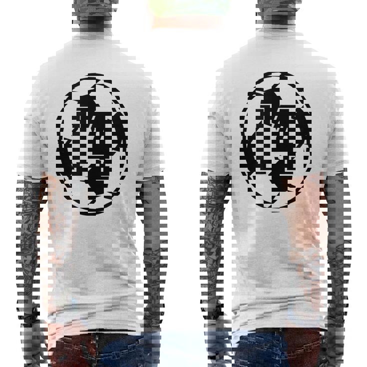 数字 14 Fourn サッカーボール Futbol メンズTシャツ バックプリント