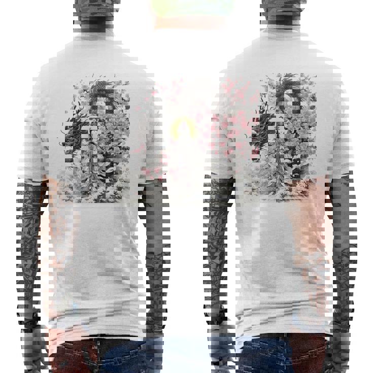 日本 浮世絵 観音菩薩 竜 桜 波 バックプリント 長袖tシャツ メンズTシャツ バックプリント