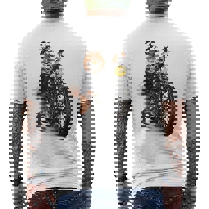 柴犬 いばけん 犬 バイク バイカー 長袖tシャツ メンズTシャツ バックプリント