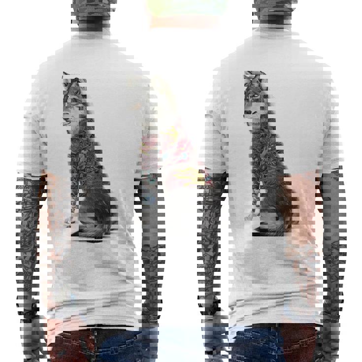 灰色オオカミ 伝統的な日本の龍の入れ墨 入泉 メンズTシャツ バックプリント