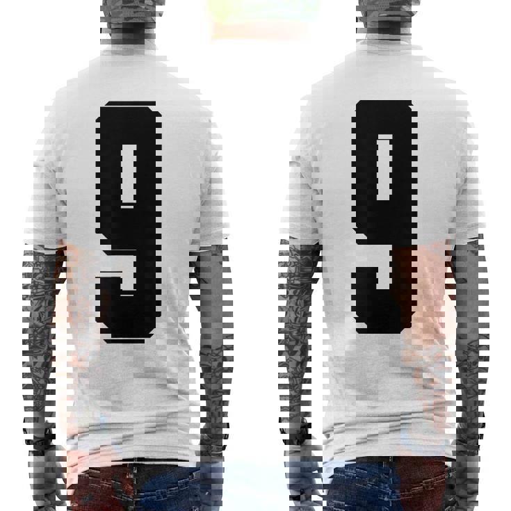 番号9 ナインスポーツジャージ 誕生日年齢 ラッキーナンバーブラック メンズTシャツ バックプリント