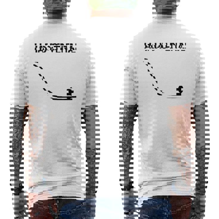 私には面白い物理学の可能性があった メンズTシャツ バックプリント