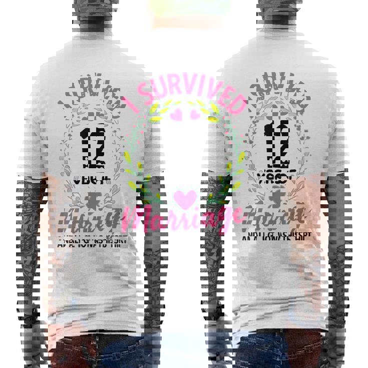 結婚12年 結婚12周年 メンズTシャツ バックプリント