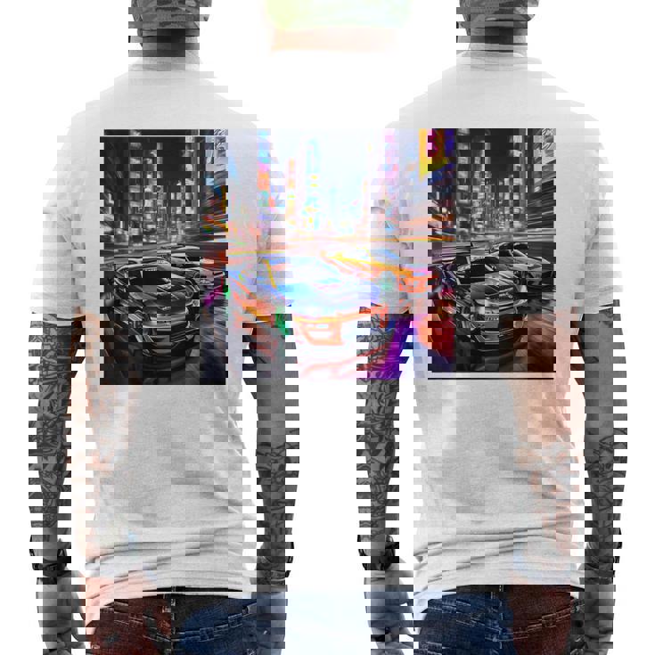 背面にjdmドリフトレーシングカー東京ドリフトスカイライン2台。 メンズTシャツ バックプリント