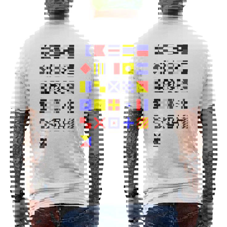 航海信号旗 アルファベット メンズTシャツ バックプリント