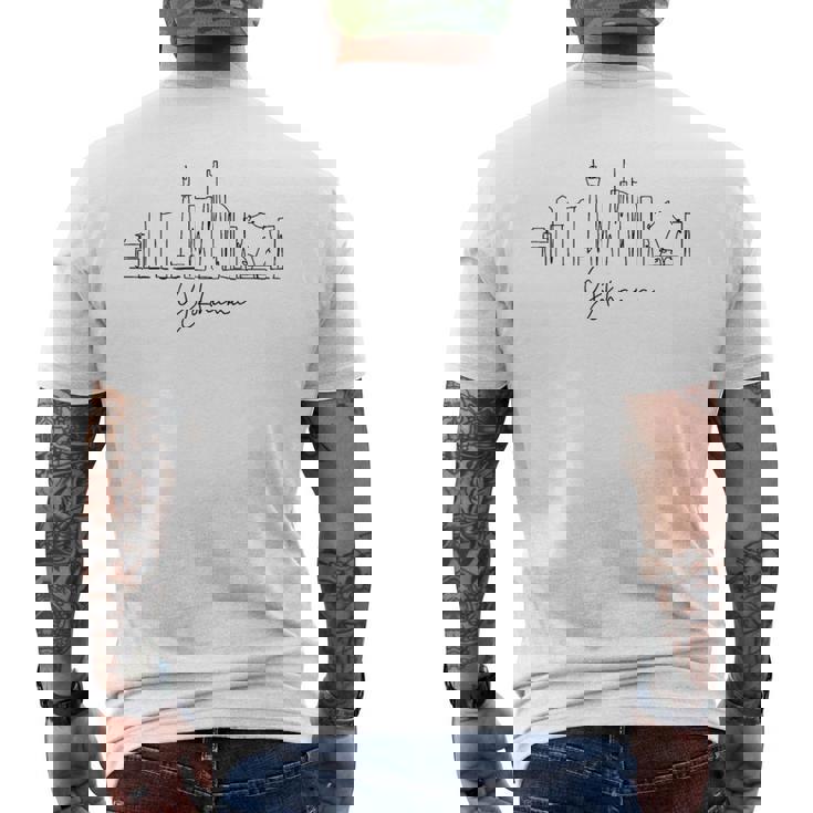 街 スカイライン 旅行 お土産 観光 横浜 日本 メンズTシャツ バックプリント