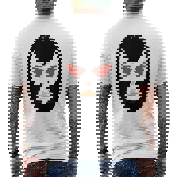 覆面レスラー マスク ピクセルアート ドット絵 怪人 プロレス メンズTシャツ バックプリント