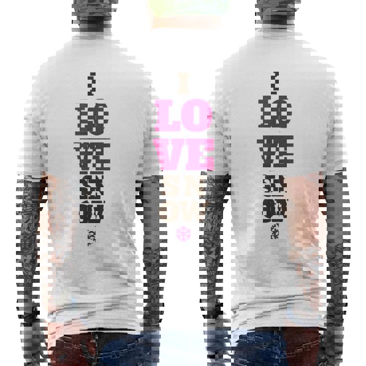 雪の冬が大好き メンズTシャツ バックプリント