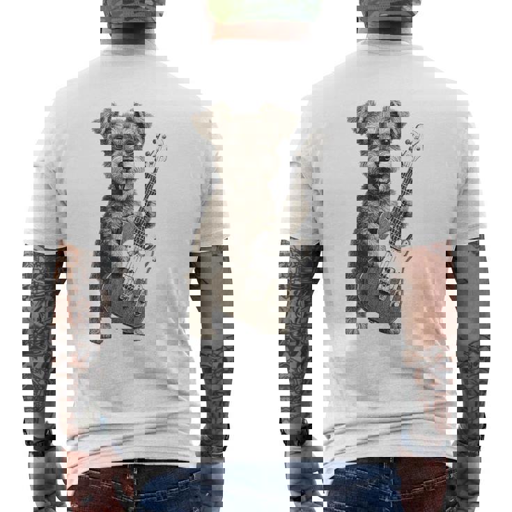 面白いtシャツ シュナウザー 犬 ギター イヌ メンズ 犬好き グッズ かわいい おもしろ 面白い 服 ネタ メンズTシャツ バックプリント