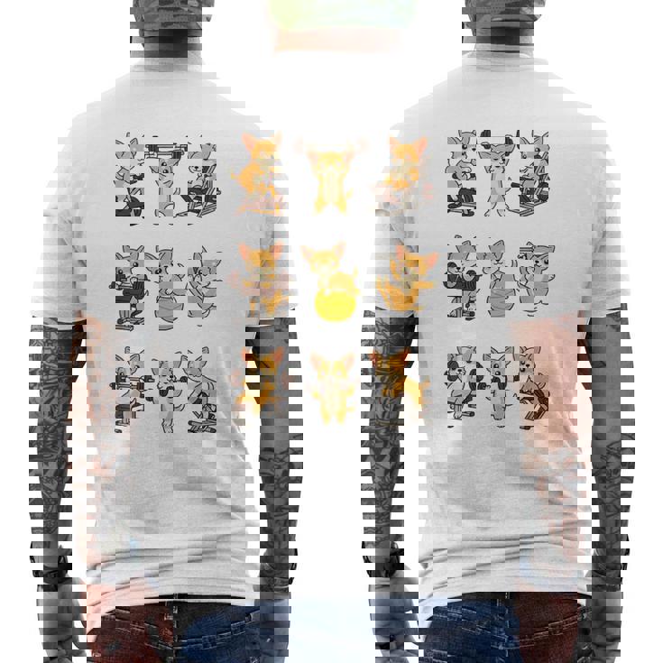 面白いtシャツ 犬 チワワ 筋トレ ジム イヌ グッズ かわいい おもしろtシャツ 面白い 服 ネタ 運動 メンズTシャツ バックプリント