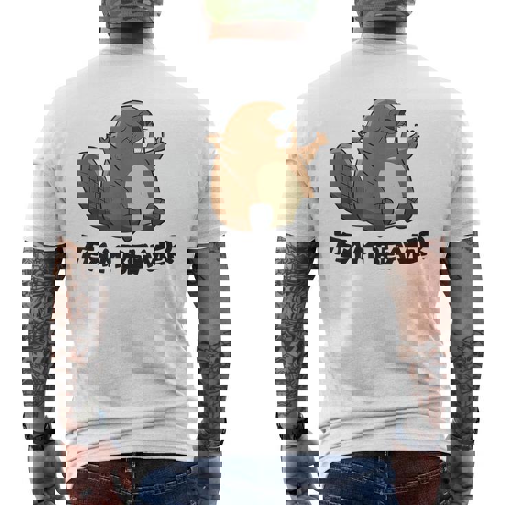 面白いビーバー分隊チームビーバー メンズTシャツ バックプリント