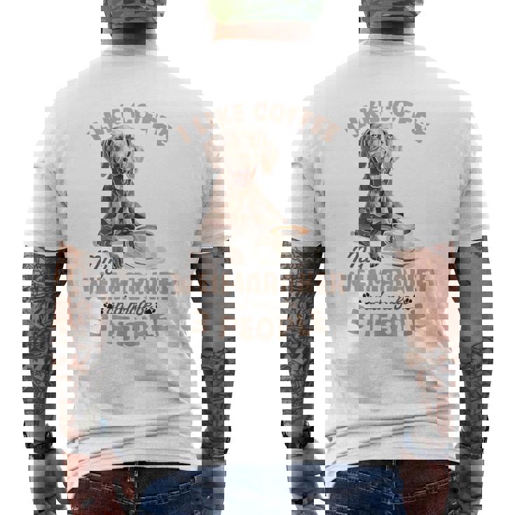 面白いワイマラナー犬私はコーヒーが好き、ワイマラナーと多分。 メンズTシャツ バックプリント