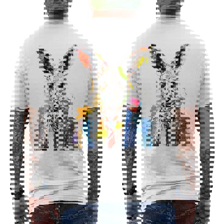 鮮やかなカンガルー、ネクタイ付き。 メンズTシャツ バックプリント