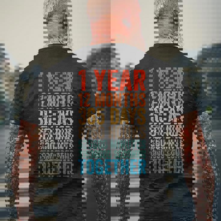 1年記念日 彼 彼女 カップル 1回目の結婚 メンズTシャツ バックプリント 高齢者への贈り物